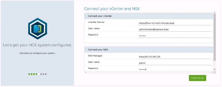 HCX connection to vCenter and NSX